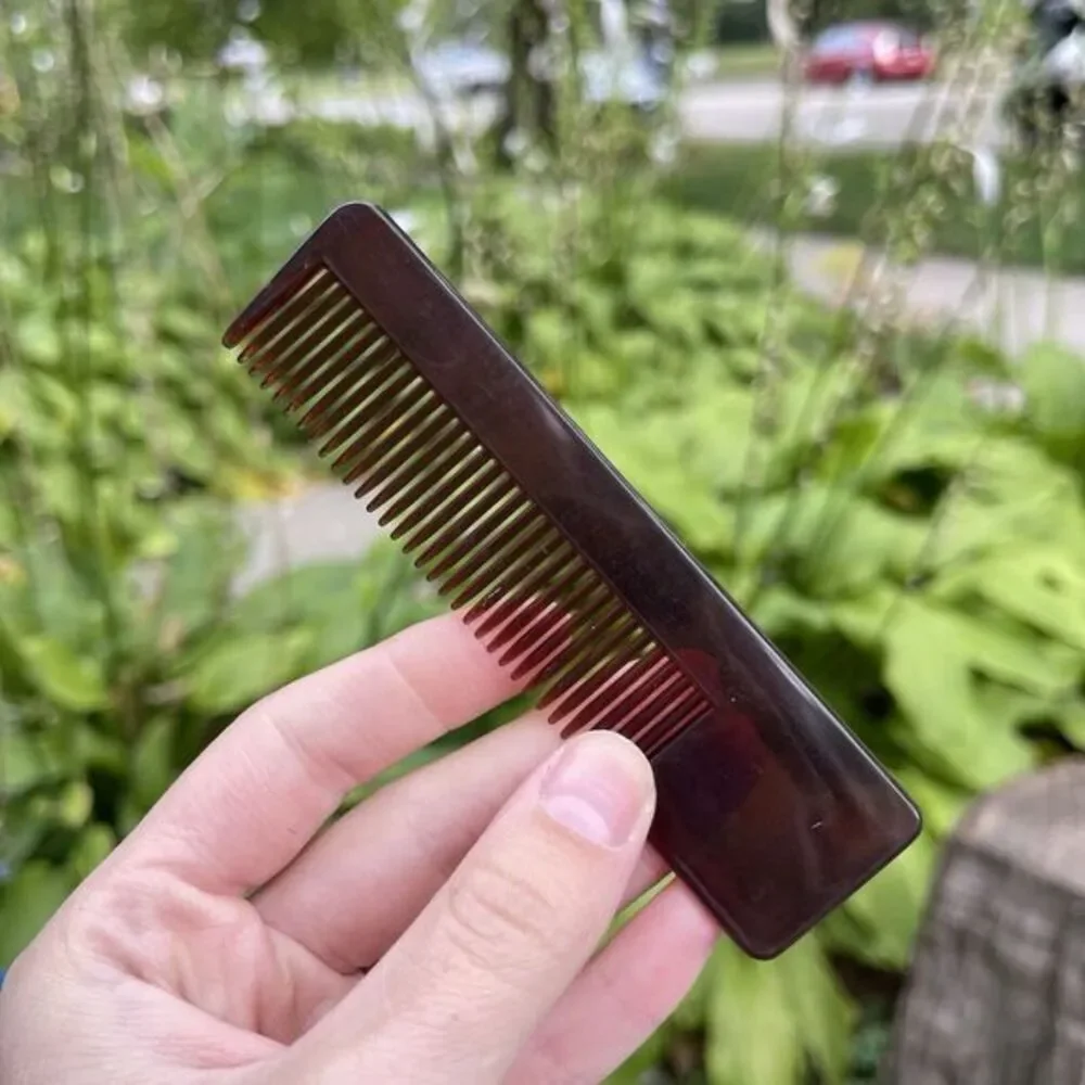 Vintage Hair Comb USA Lucite‎ Hard Plastic Tortoise Shell Print 6